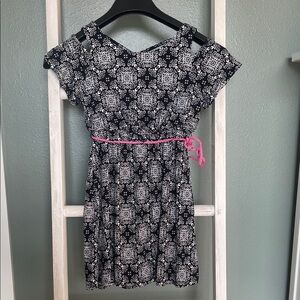 Stylish Black and White Kids Dress with Pink Accent